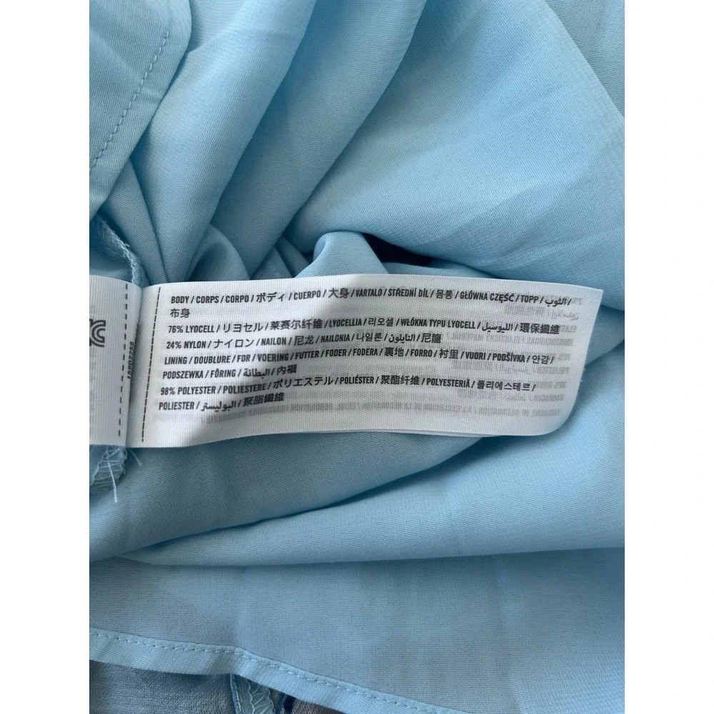 NWT Abercrombie & Fitch Tiered Ruched Blue Babydoll Maxi Dress Sz M